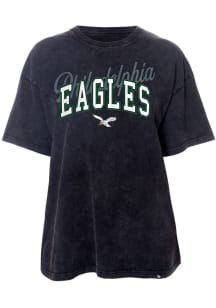 New Era Philadelphia Eagles Womens Black Washed Oversized Short Sleeve T-Shirt