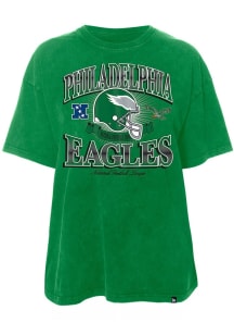 New Era Philadelphia Eagles Womens Kelly Green Washed Helmet Short Sleeve T-Shirt