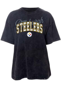 New Era Pittsburgh Steelers Womens Black Washed Oversized Short Sleeve T-Shirt