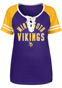 New Era Minnesota Vikings Womens Purple Lace Up Short Sleeve T-Shirt