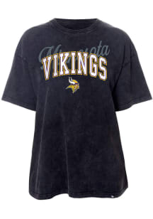 New Era Minnesota Vikings Womens Black Washed Oversized Short Sleeve T-Shirt