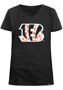 New Era Cincinnati Bengals Girls Black Leopard Print Primary Logo Short Sleeve Fashion T-Shirt