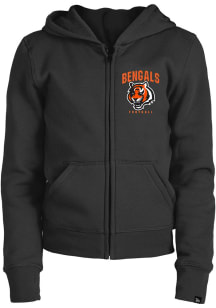 New Era Cincinnati Bengals Girls Black Wordmark Team Logo Long Sleeve Full Zip Jacket