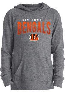 New Era Cincinnati Bengals Girls Grey Wordmark Logo Long Sleeve Hooded Sweatshirt