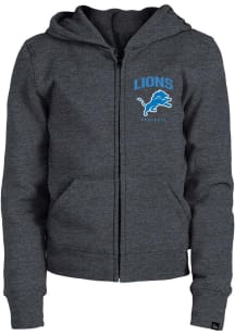 New Era Detroit Lions Girls Grey Wordmark Team Logo Long Sleeve Full Zip Jacket