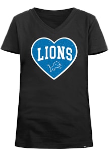 New Era Detroit Lions Girls Black Glitter Wordmark Heart Short Sleeve Fashion T-Shirt