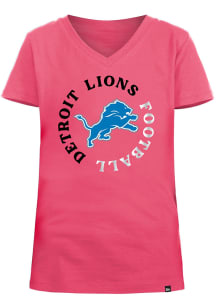 New Era Detroit Lions Girls Pink Foil Print Circle Short Sleeve Fashion T-Shirt