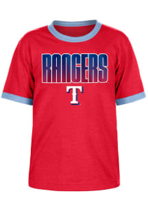 New Era Texas Rangers Youth Red Glow In The Dark Wordmark Short Sleeve Fashion T-Shirt