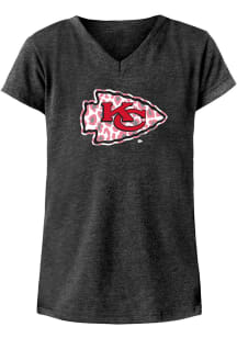 New Era Kansas City Chiefs Girls Black Leopard Print Primary Logo Short Sleeve Fashion T-Shirt