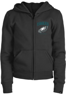 New Era Philadelphia Eagles Girls Black Wordmark Team Logo Long Sleeve Full Zip Jacket