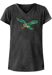 New Era Philadelphia Eagles Girls Black Leopard Print Primary Logo Short Sleeve Fashion T-Shirt