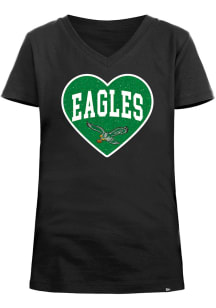 New Era Philadelphia Eagles Girls Black Glitter Wordmark Heart Short Sleeve Fashion T-Shirt