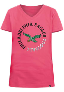 New Era Philadelphia Eagles Girls Pink Foil Print Circle Short Sleeve Fashion T-Shirt