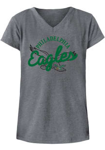 New Era Philadelphia Eagles Girls Grey Cursive Wordmark Short Sleeve Fashion T-Shirt