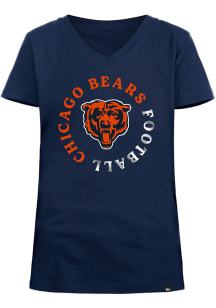 New Era Chicago Bears Girls Navy Blue Foil Print Circle Short Sleeve Fashion T-Shirt