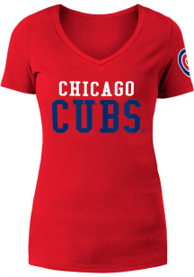 New Era Chicago Cubs Womens Red Jersey Short Sleeve T-Shirt