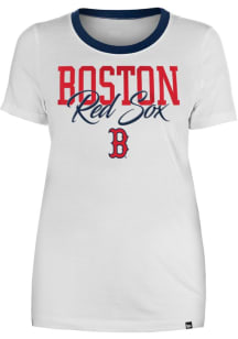 New Era Boston Red Sox Womens White Ringer Short Sleeve T-Shirt