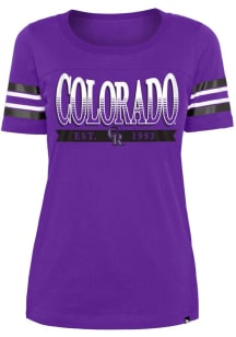 New Era Colorado Rockies Womens Purple Brushed Design Short Sleeve T-Shirt