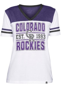 New Era Colorado Rockies Womens White Crossover Short Sleeve T-Shirt