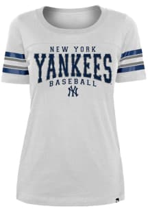 New Era New York Yankees Womens White Stripe Short Sleeve T-Shirt