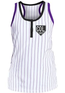 New Era Colorado Rockies Womens White Pinstripe Tank Top