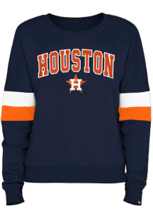 New Era Houston Astros Womens Navy Blue Contrast Crew Sweatshirt