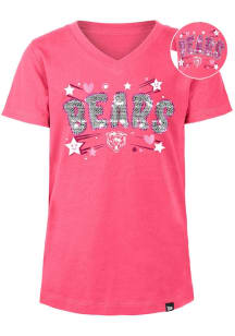 New Era Chicago Bears Girls Pink Hearts and Stars Flip Sequin Short Sleeve Fashion T-Shirt