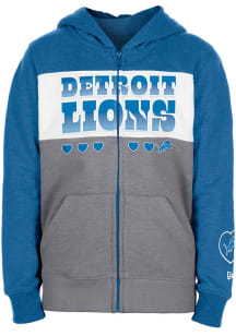 New Era Detroit Lions Girls Blue Wordmark Heart Long Sleeve Full Zip Jacket