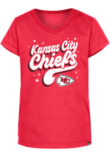 New Era Kansas City Chiefs Girls Red Enzyme Wash Short Sleeve Tee