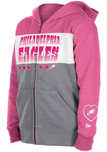New Era Philadelphia Eagles Girls Pink Wordmark Heart Long Sleeve Full Zip Jacket