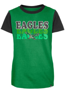 New Era Philadelphia Eagles Girls Kelly Green Multi Wordmark Retro Short Sleeve Fashion T-Shirt