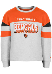 New Era Cincinnati Bengals Girls Grey Color Block Stripe Long Sleeve Sweatshirt