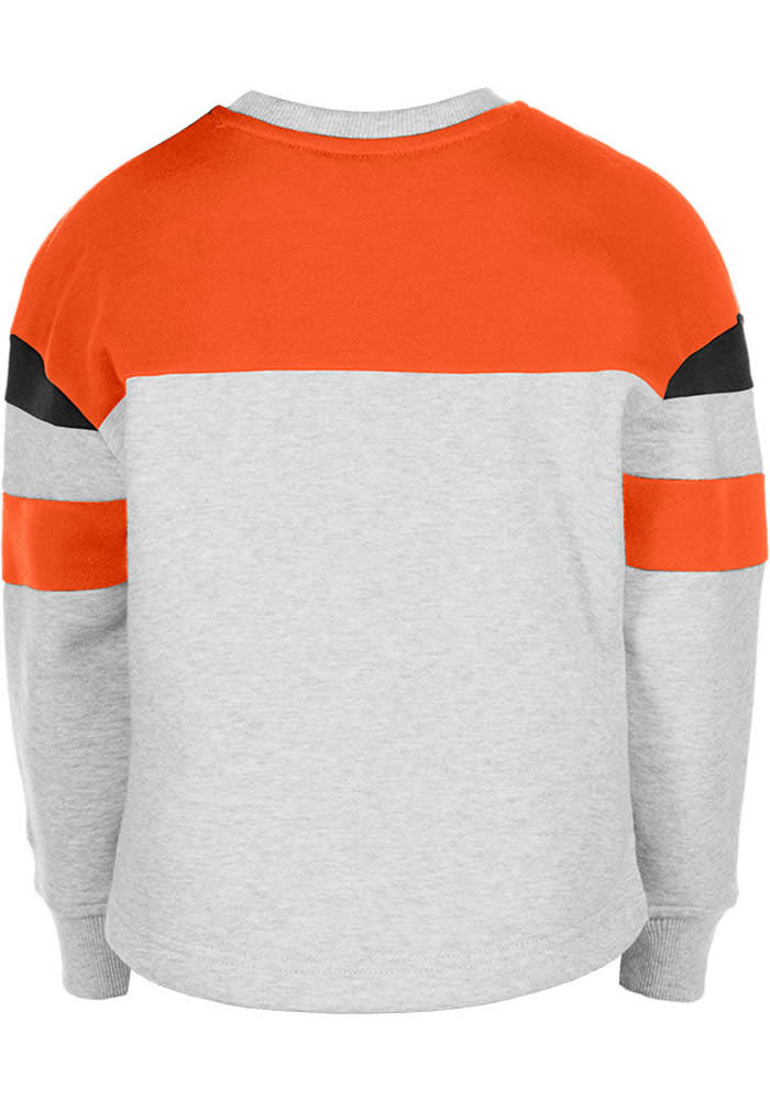 New Era Cincinnati Bengals Girls Grey Color Block Stripe Long Sleeve Sweatshirt