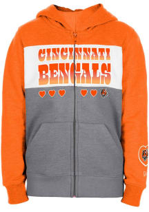 New Era Cincinnati Bengals Girls Orange Wordmark Heart Long Sleeve Full Zip Jacket