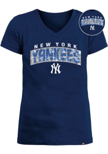 New Era New York Yankees Girls Navy Blue Flip Sequin Wordmark Short Sleeve Fashion T-Shirt