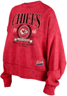 New Era Kansas City Chiefs Womens Red Washed Crew Sweatshirt