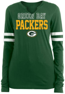 New Era Green Bay Packers Womens Green Athletic Split LS Tee