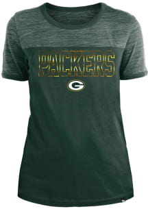 New Era Green Bay Packers Womens Green Space Dye Short Sleeve T-Shirt