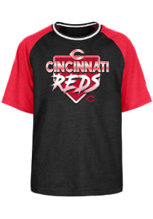New Era Cincinnati Reds Youth Black Home Plate Short Sleeve Fashion T-Shirt