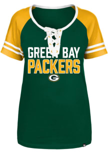 New Era Green Bay Packers Womens Green Lace Short Sleeve T-Shirt