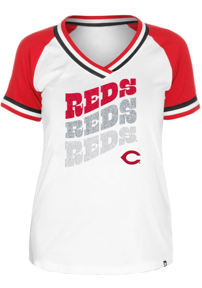 New Era Cincinnati Reds Womens White Double Binding Short Sleeve T-Shirt