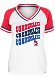 New Era St Louis Cardinals Womens White Double Binding Short Sleeve T-Shirt