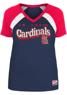 New Era St Louis Cardinals Womens Navy Blue Raglan Short Sleeve T-Shirt