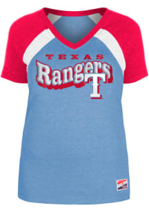 New Era Texas Rangers Womens Light Blue Raglan Short Sleeve T-Shirt