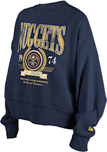New Era Denver Nuggets Womens Navy Blue Washed Crew Sweatshirt