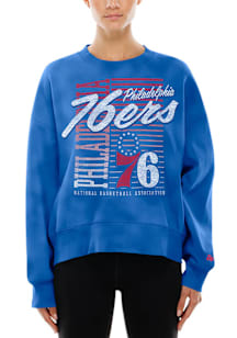 New Era Philadelphia 76ers Womens Blue Throwback Crew Sweatshirt