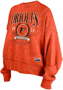 New Era Baltimore Orioles Womens Orange Washed Crew Sweatshirt