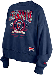 New Era Cleveland Guardians Womens Navy Blue Washed Crew Sweatshirt
