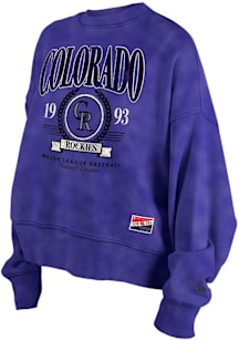 New Era Colorado Rockies Womens Purple Washed Crew Sweatshirt
