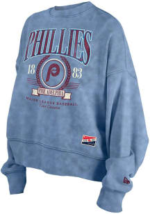 New Era Philadelphia Phillies Womens Light Blue Washed Crew Sweatshirt